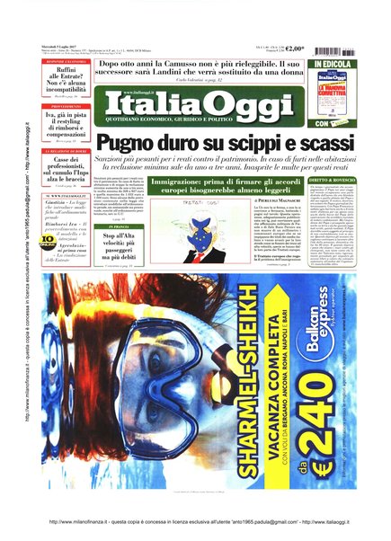 Italia oggi : quotidiano di economia finanza e politica